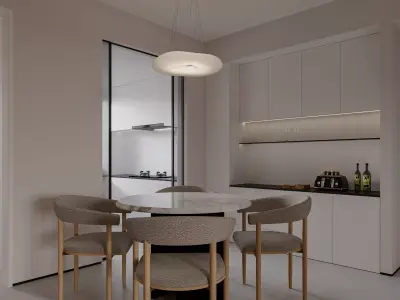 Modern living room dining room interior scenes 424 3D model