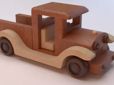 Wooden toy car 3D model