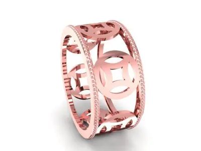 Geometric Hollow Wide Band Ring 2088 3D print model