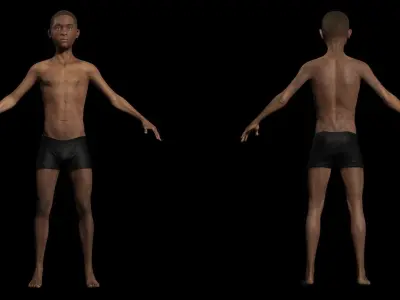 African Boy with Repairman cloth Low-poly 3D model