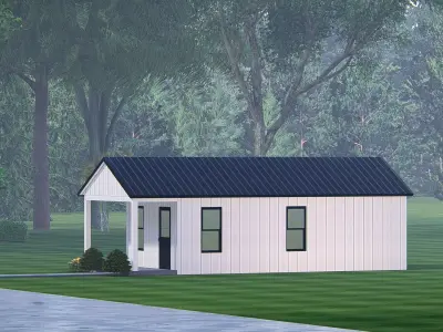 Modern Barndominium 3D Model  Barn Style Residence Design 3D model