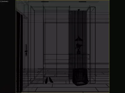 Modern Entryway Storage Cabinet with Built-In Bench 3D model