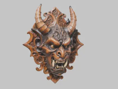 Detailed Oni Mask 3D Model Low-poly 3D model