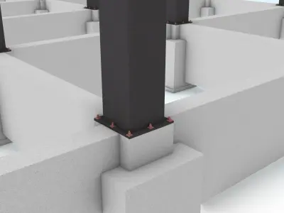 Steel-frame high-rise building 3D model