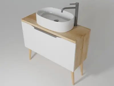 Bathroom cabinet with sink and faucet 3D model