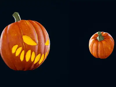 Halloween Pumpkin Head 03 - Game Ready - Textured PBR Low-poly 3D model