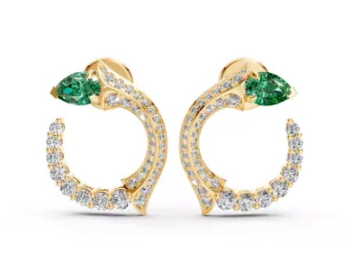 Pear Stone Unique Earrings 3D print model