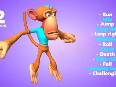 Monkey Lowpoly fully rigged Low-poly 3D model