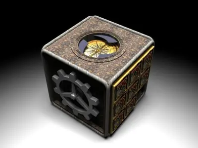 Steampunk-compass-puzzle-box 1 box with compass and gears Free 3D model