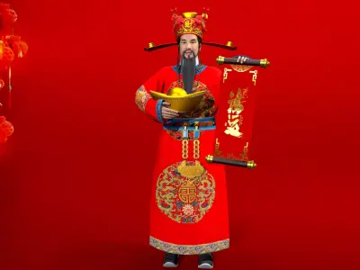 the God of Wealth Low-poly 3D model