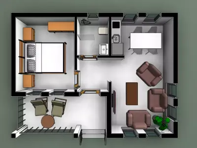 House Plans 8X6  3D model