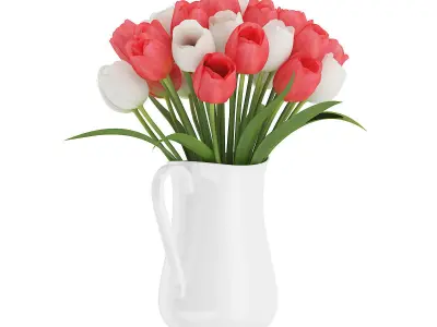 Red and White Tulips 3D model