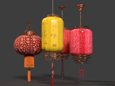Chinese red  lantern  3D model buy