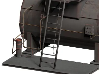 Steamboiler generator boiler tank Low-poly 3D model