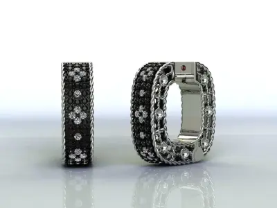 Venetian Princess earring with black and white diamonds 3D print model