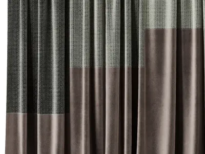 Set of soft silk curtains with wrinkles Patterned collections 35 Low-poly 3D model