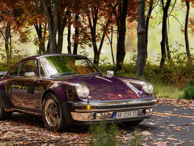Realistic Car Road Scene Blender File 3D model