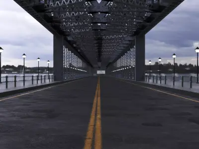 Low Poly Suspension Type Balanced Cantilever Bridge 3D model