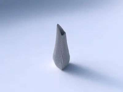 Vase puffy tipped triangle with bent extruded lines 2 3D print model