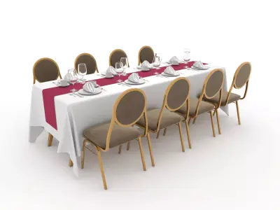 Banquet Table and Chair 86 3D model