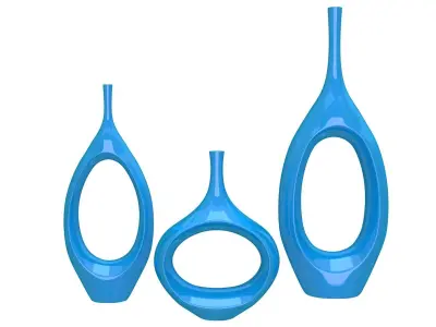 Decor Tabletop Hollowed Vases blue 3D model