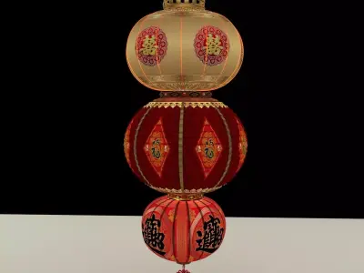 Chinese Red Lantern 3D model 32