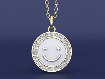 Smile Diamond Pendant Necklace CAD Design 3D print model