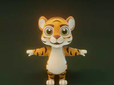 Cartoon Tiger 3D Model Low-poly 3D model