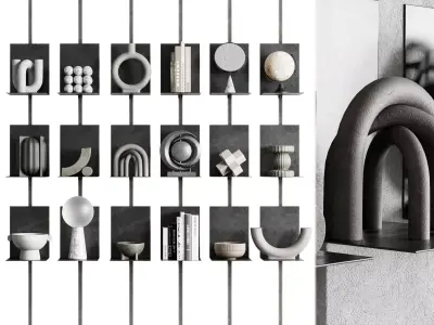 Metal Shelves Decorative With Book - metal Rack Low-poly 3D model