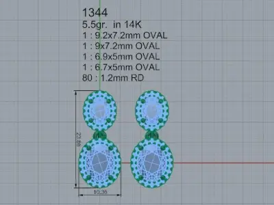 Oval Halo Earring 1344 3D print model