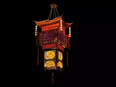 Chinese palace lantern  Low-poly 3D model
