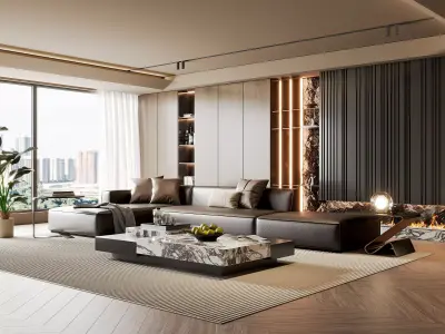 Modern living room 3D model 3D model