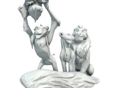 Lion King Low Poly 3D print model