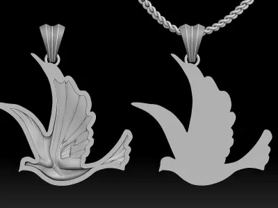 Dove Pendant Sculpture jewelry gold Necklace  3D print model