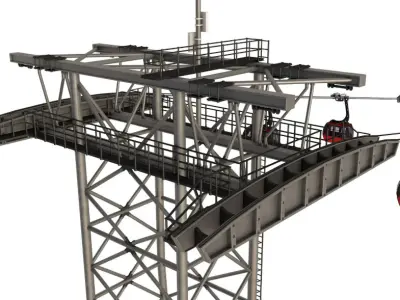 Ski Gondola Lift Towers collection 3D model