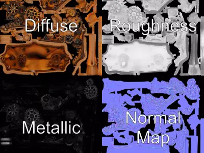 Steampunk Gear Mechanism model pack Low-poly 3D model