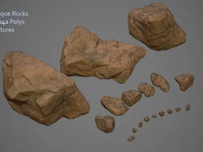 Rocks GameReady Unreal Engine 4 Low-poly 3D model