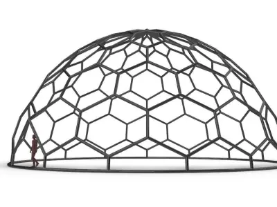 Hexagonal Dome Pattern Wireframe Structure 3D model