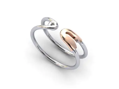 Safety pin jewelry ring 3D model 3D print model