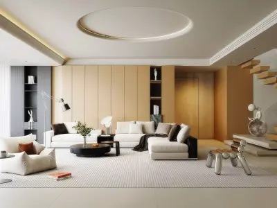 Minimalist Modern Light Luxury Living Room 120 3D model