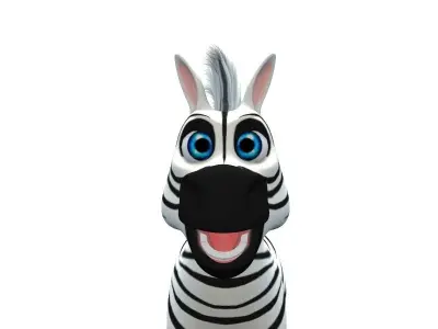 Cartoon Zebra Low-poly 3D model