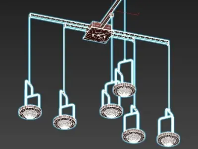 dighton-ch modern pendant light in brass and glass 3D model