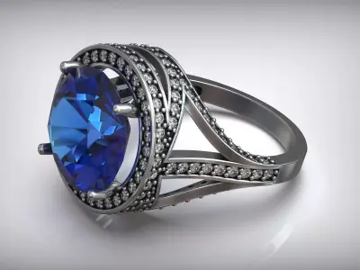Cocktail Gemstone Sapphire Ring Free 3D print model