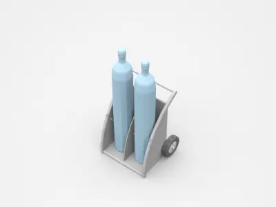 Hand Truck Tool Cart With Industry Parts 3D model