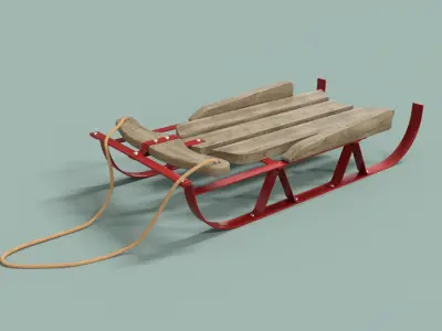 Sled For Christmas Low-poly 3D model