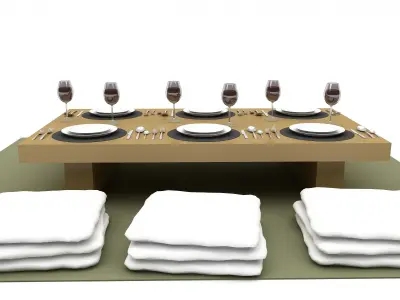 bohem dining tabe 3D model Low-poly 3D model