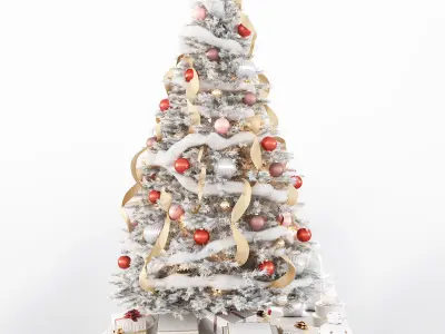 Set of Christmas tree and decorative elements 3D model