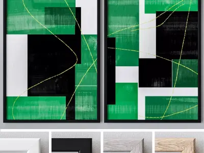 Set of large wall paintings 500 3D model