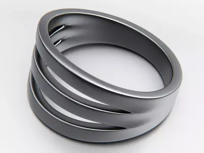 Triple Split Band Ring - Minimal Geometric Cutout 3D print model