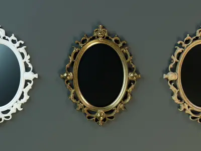 Oval Mirror Frame PBR Low-poly 3D model